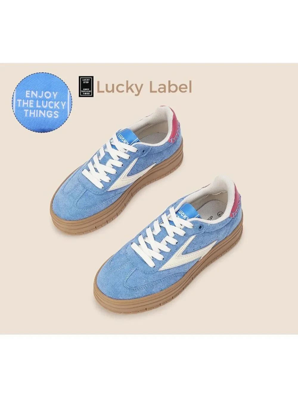 🆕Women's Blue White Platform Sneakers Gum Thick Sole Tennis Walking Shoes